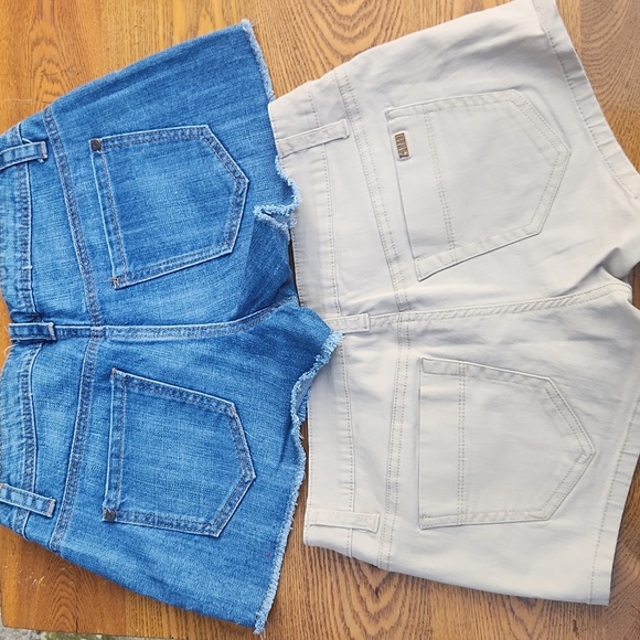 TEEN JUNIOR Girl, Sz M, Summer, Spring, Vacation, Plaid, Khaki, Jean Mini Shorts - Picture 6 of 7